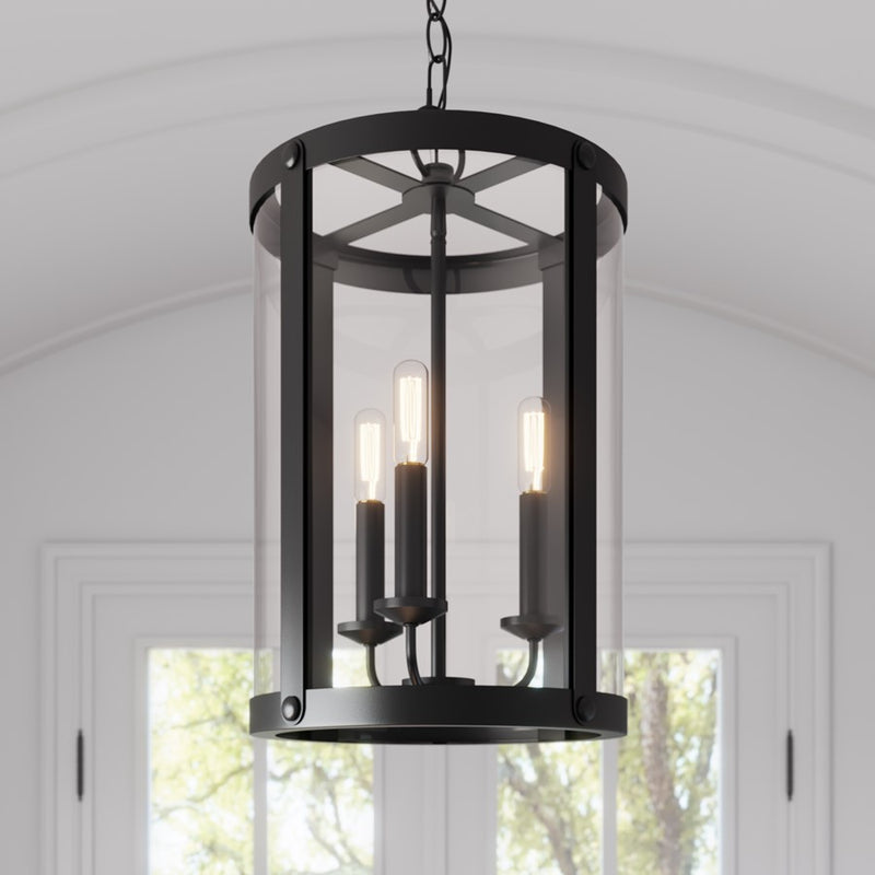 Millennium Lighting Aydenn 3 Light Pendant, Matte Black/Clear