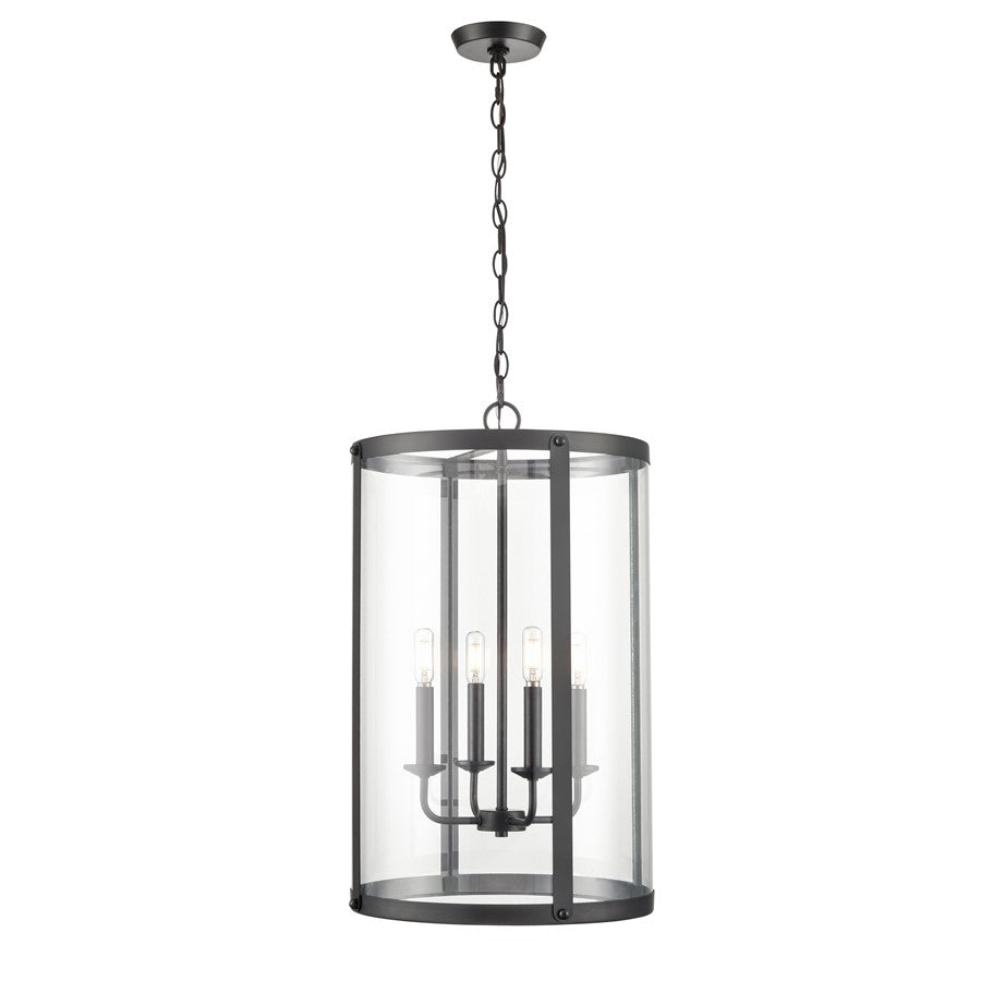 Millennium Lighting Aydenn 4 Light 25" Pendant, Matte Black/Clear - 94004-MB