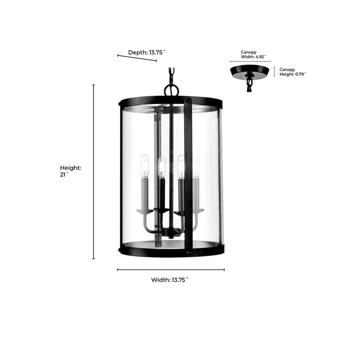 Millennium Lighting Aydenn 4 Light 21" Pendant, Matte Black/Clear