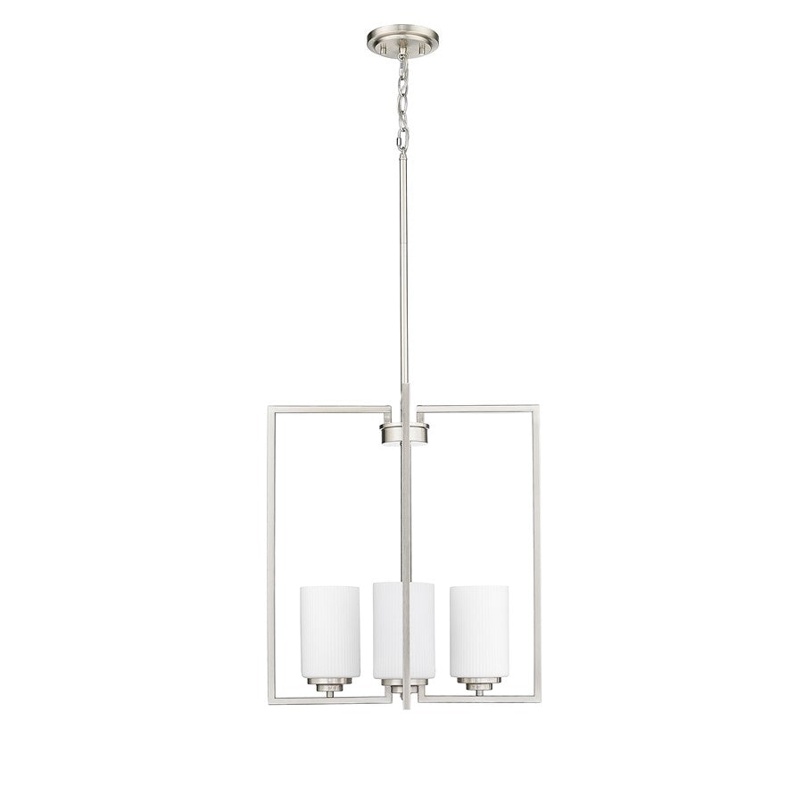 Millennium Luxx 4Lt 20" Pendant, Nickel/Ribbed Etched Opal White - 95004-BN