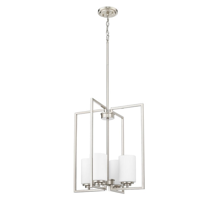 Millennium Luxx 4Lt 20" Pendant, Nickel/Ribbed Etched Opal White