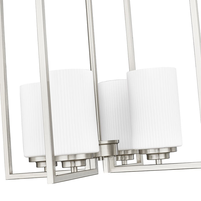 Millennium Luxx 4Lt 20" Pendant, Nickel/Ribbed Etched Opal White