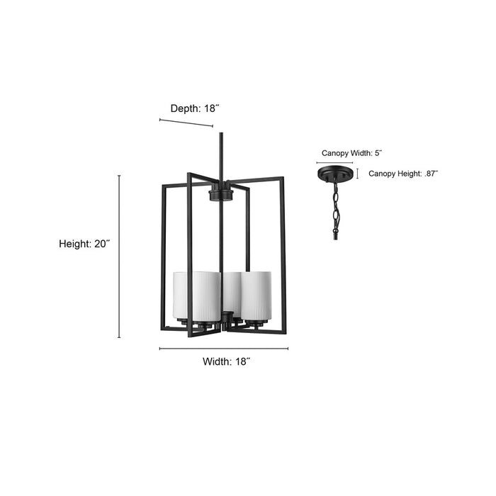 Millennium Luxx 4Lt 20" Pendant, Nickel/Ribbed Etched Opal White
