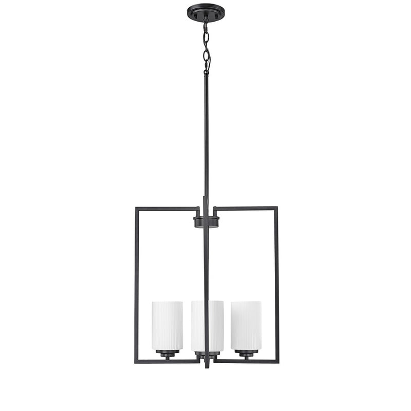 Millennium Luxx 4Lt 20" Pendant, Black/Ribbed Etched Opal White - 95004-MB