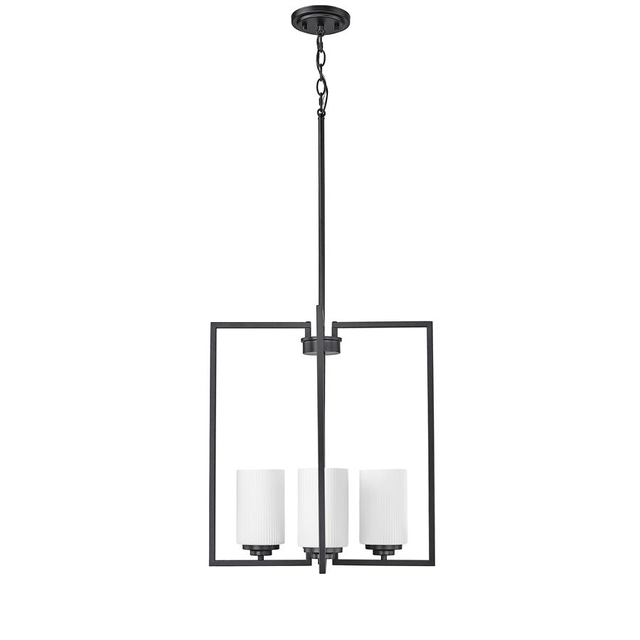 Millennium Luxx 4Lt 20" Pendant, Black/Ribbed Etched Opal White - 95004-MB