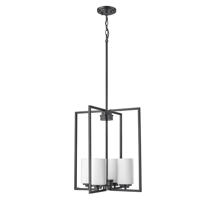 Millennium Luxx 4Lt 20" Pendant, Black/Ribbed Etched Opal White