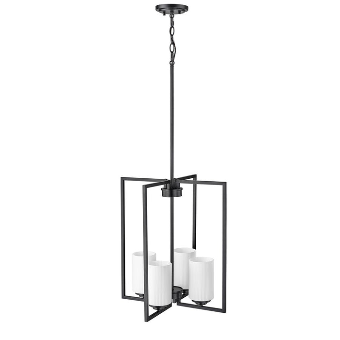 Millennium Luxx 4Lt 20" Pendant, Black/Ribbed Etched Opal White
