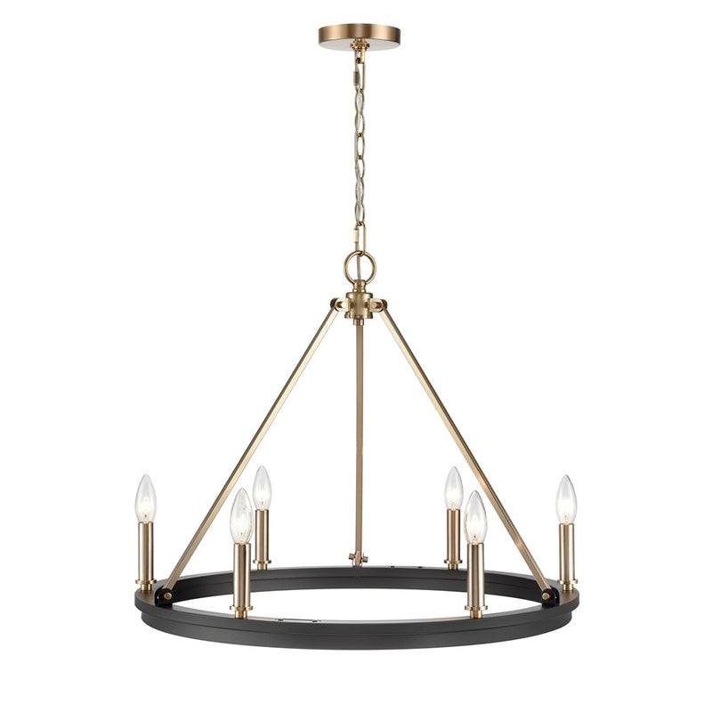 Millennium Lighting Carruth 5Lt Chandelier, Black/Modern Gold - 9506-MB-MG