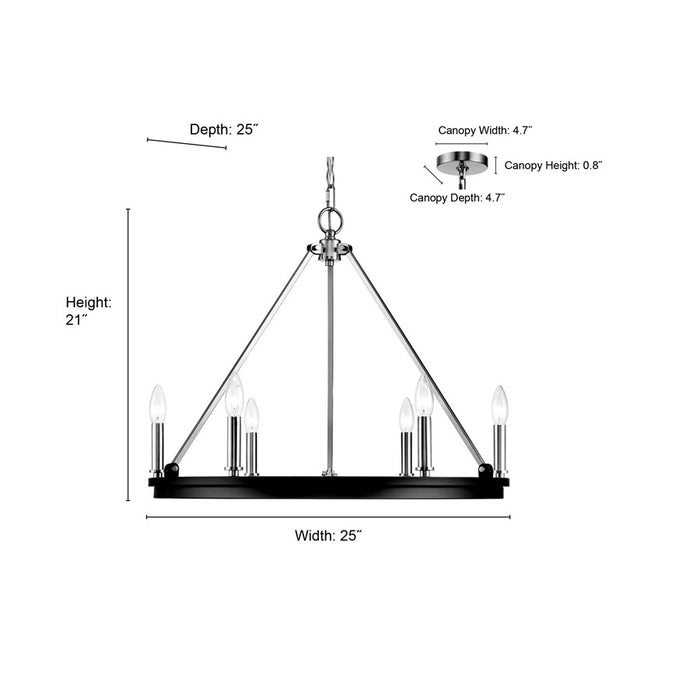 Millennium Lighting Carruth 6Lt Chandelier, Modern Gold