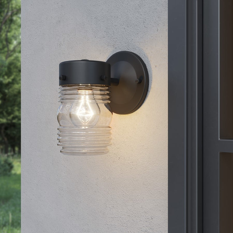 Millennium Lighting Bravyn 1Lt Outdoor Wall Sconce, Black/Clear