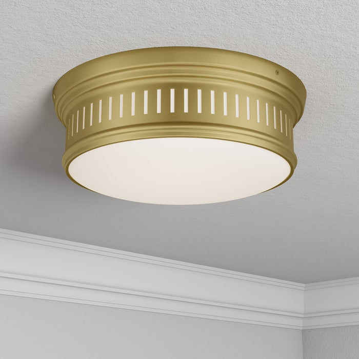 Millennium Lighting Velune 2 Light Flush Mount, Vintage Brass