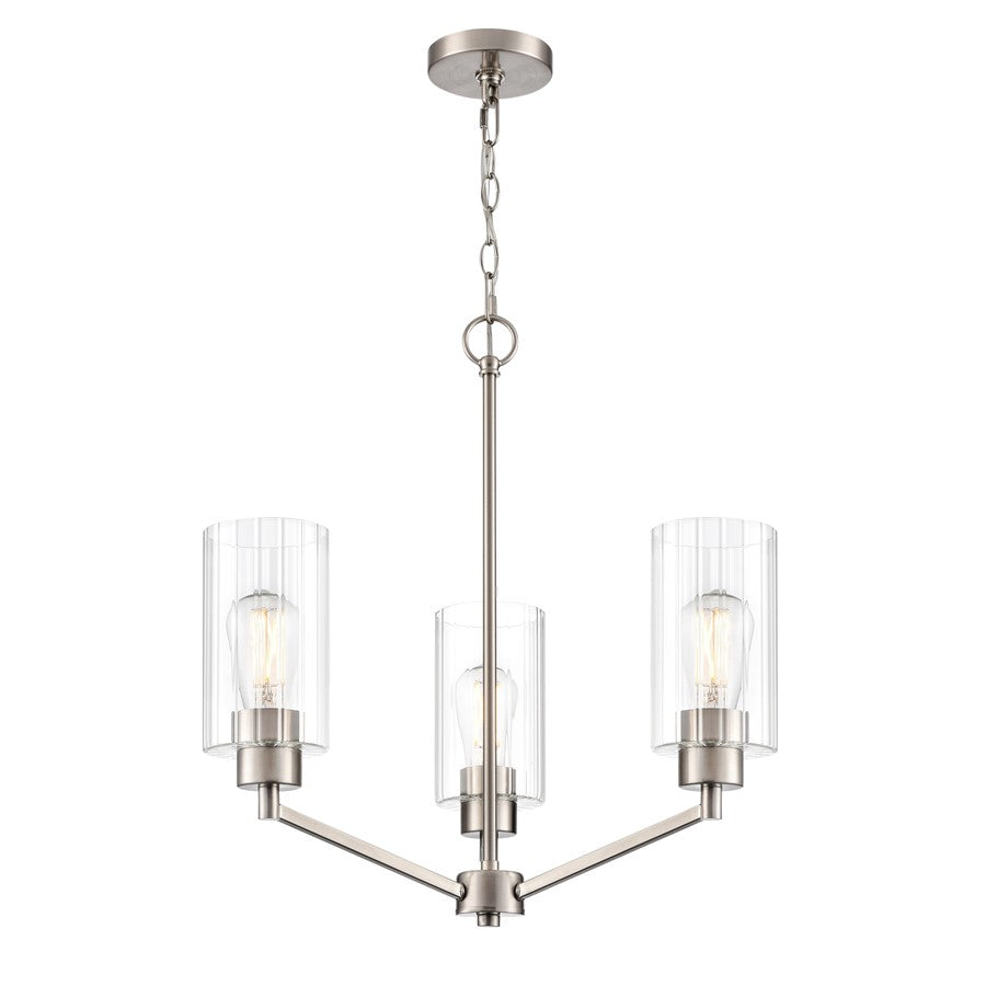 Millennium Lighting Beverlly 3Lt 21" Chandelier, Nickel/Clear Beveled - 9513-BN