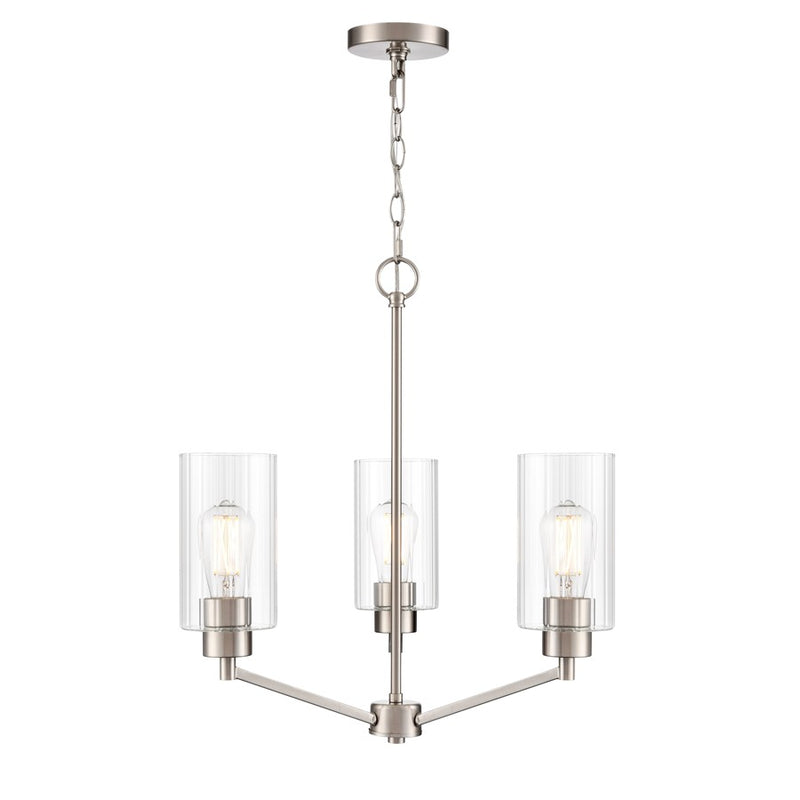 Millennium Lighting Beverlly 3Lt 21" Chandelier, Nickel/Clear Beveled