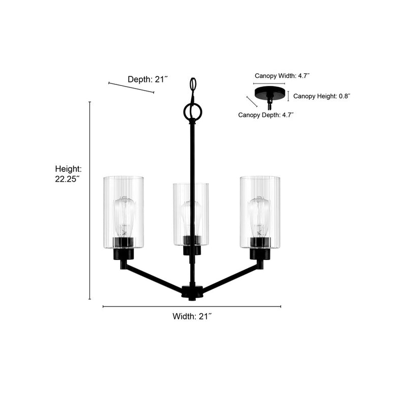 Millennium Lighting Beverlly 3Lt 21" Chandelier, Nickel/Clear Beveled