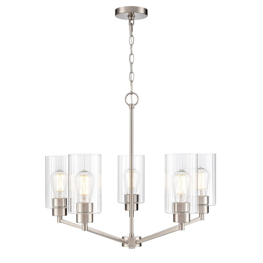 Millennium Lighting Beverlly 5Lt 26" Chandelier, Nickel/Clear Beveled - 9515-BN