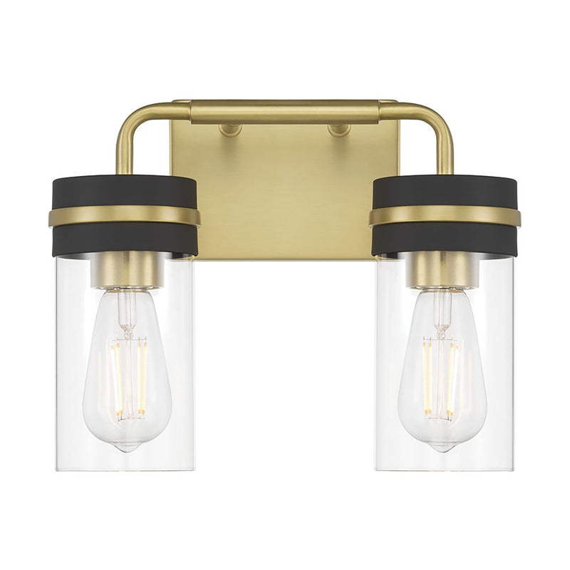 Millennium Marbridge 2Lt Bathroom Vanity Light, Brass/Clear