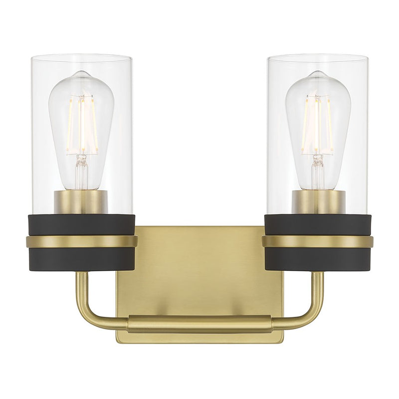 Millennium Marbridge 2Lt Bathroom Vanity Light, Brass/Clear