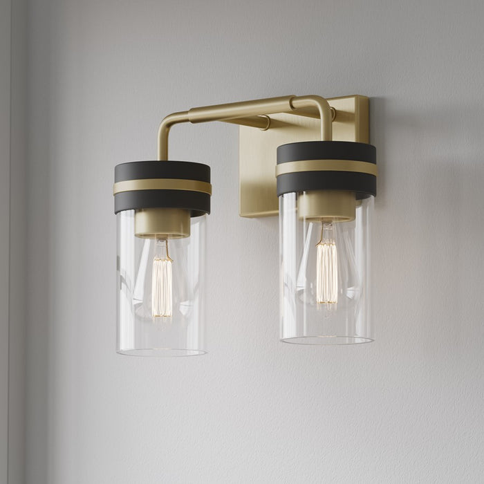 Millennium Marbridge 2Lt Bathroom Vanity Light, Brass/Clear