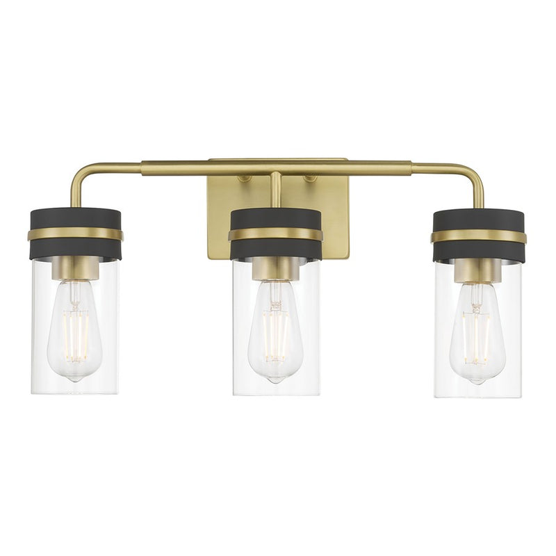 Millennium Marbridge 3Lt Bathroom Vanity Light, Brass/Clear