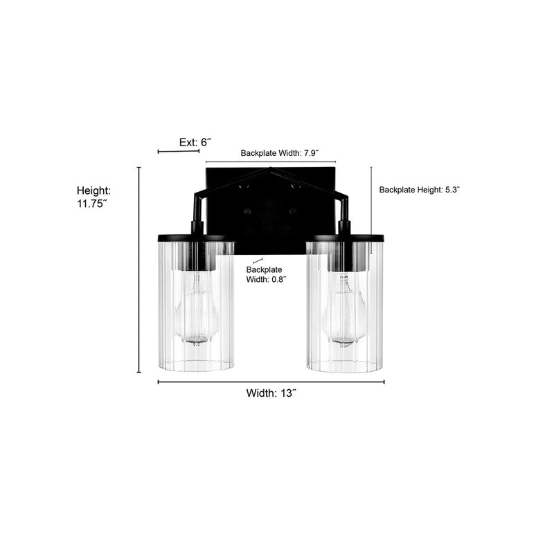 Millennium Lighting Beverlly 2Lt 13" Vanity, Nickel/Clear Beveled