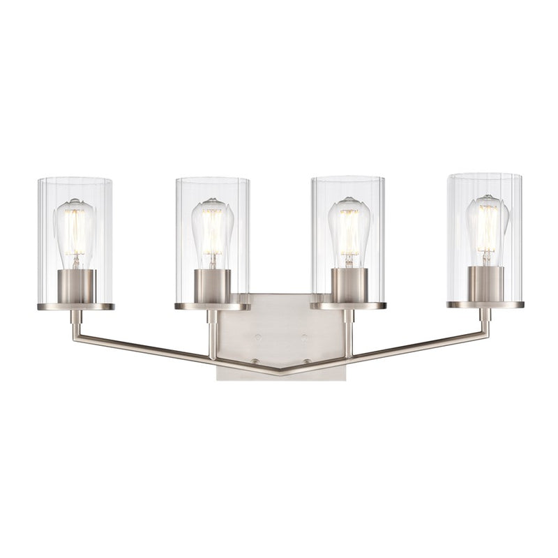 Millennium Lighting Beverlly 4Lt 28" Vanity, Nickel/Clear Beveled