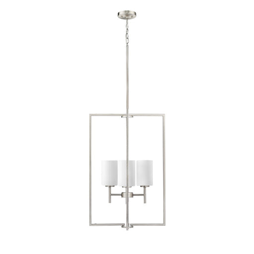 Millennium Luxx 4Lt 28" Pendant, Nickel/Ribbed Etched Opal White - 96004-BN
