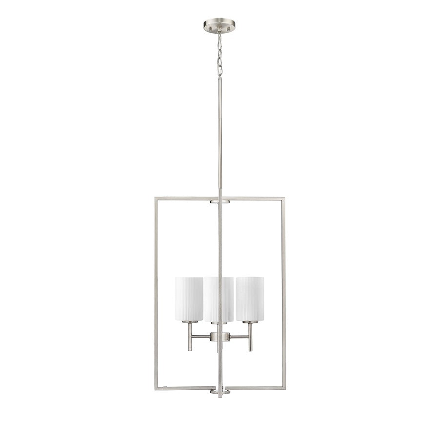 Millennium Luxx 4Lt 28" Pendant, Nickel/Ribbed Etched Opal White - 96004-BN
