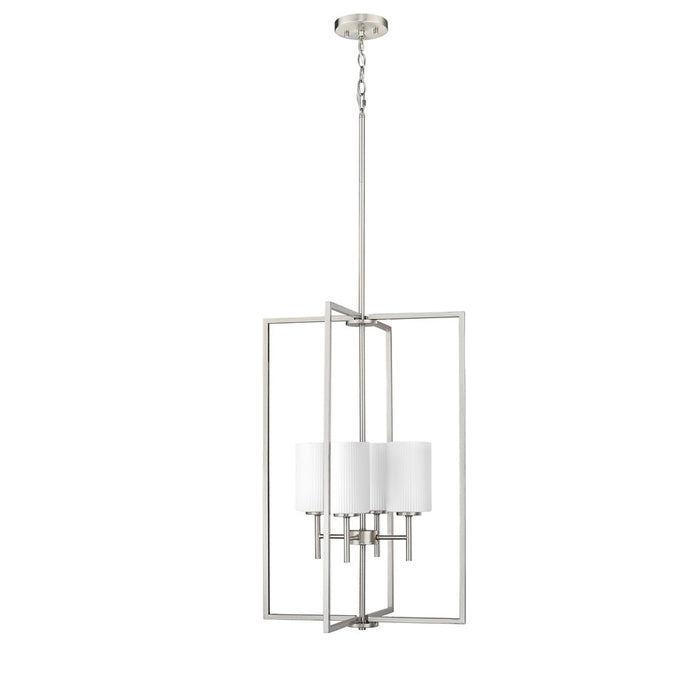 Millennium Luxx 4Lt 28" Pendant, Nickel/Ribbed Etched Opal White