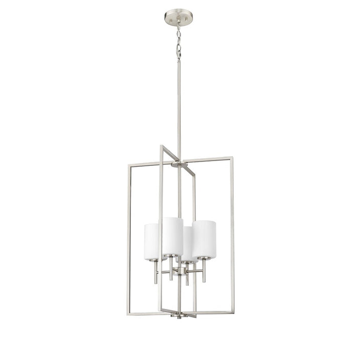 Millennium Luxx 4Lt 28" Pendant, Nickel/Ribbed Etched Opal White
