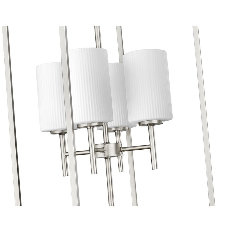 Millennium Luxx 4Lt 28" Pendant, Nickel/Ribbed Etched Opal White