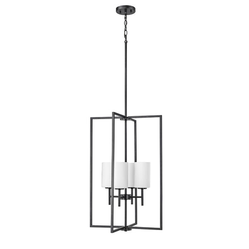 Millennium Luxx 4Lt 28" Pendant, Black/Ribbed Etched Opal White