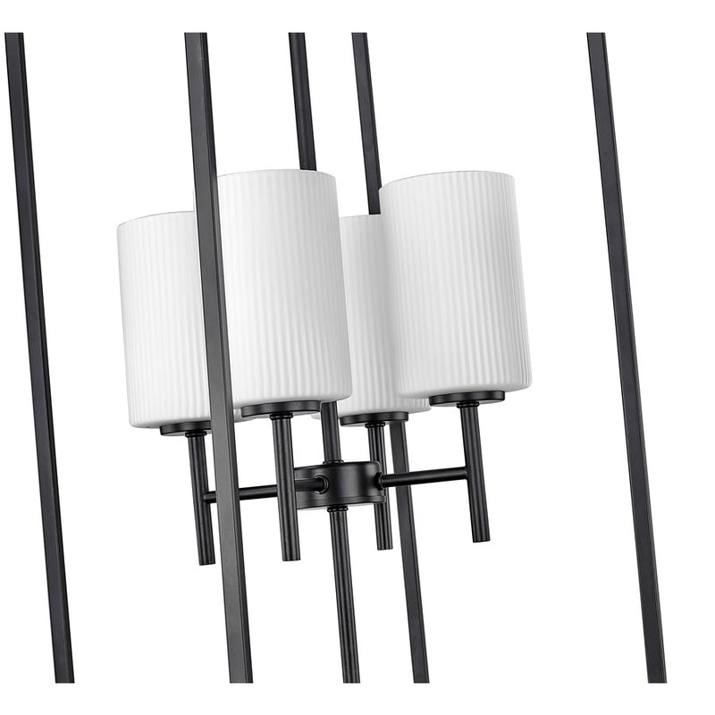 Millennium Luxx 4Lt 28" Pendant, Black/Ribbed Etched Opal White