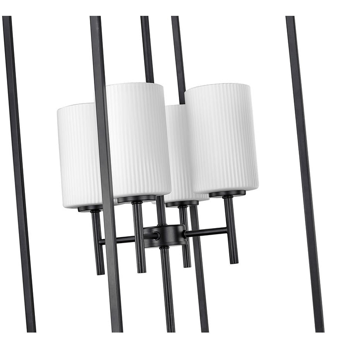 Millennium Luxx 4Lt 28" Pendant, Black/Ribbed Etched Opal White
