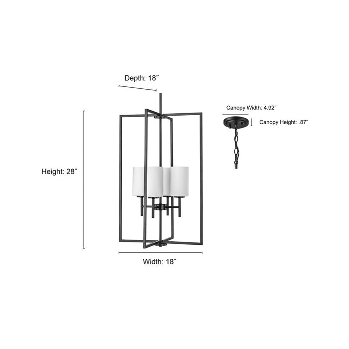 Millennium Luxx 4Lt 28" Pendant, Black/Ribbed Etched Opal White