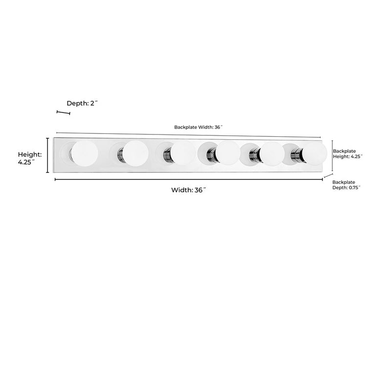 Millennium Lighting Bellisse 6Lt Bathroom VanityLt Bar, Chrome