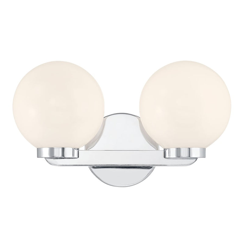 Millennium Ardeva 2Lt Bathroom Vanity Light, Chrome/Shiny Opal