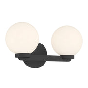 Millennium Ardeva 2Lt Bathroom Vanity Light, Black/Shiny Opal - 97002-MB