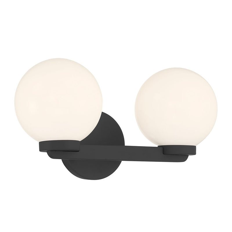 Millennium Ardeva 2Lt Bathroom Vanity Light, Black/Shiny Opal - 97002-MB