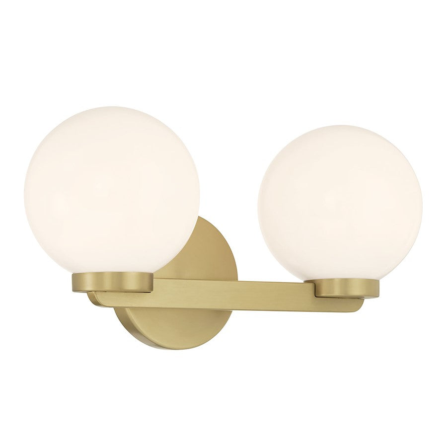 Millennium Ardeva 2Lt Bathroom Vanity Light, Brass/Shiny Opal - 97002-VB