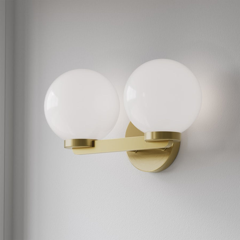 Millennium Ardeva 2Lt Bathroom Vanity Light, Brass/Shiny Opal