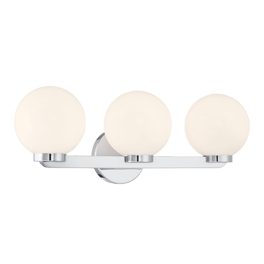 Millennium Ardeva 3Lt Bathroom Vanity Light, Chrome/Shiny Opal - 97003-CH