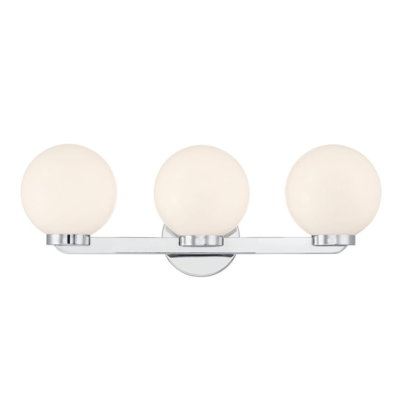 Millennium Ardeva 3Lt Bathroom Vanity Light, Chrome/Shiny Opal