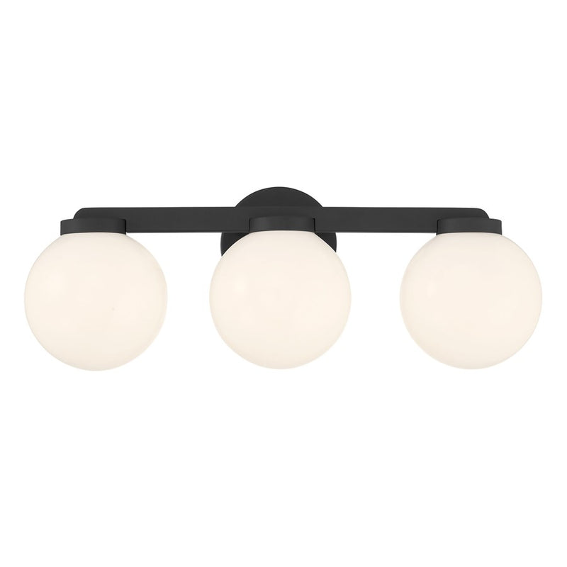 Millennium Ardeva 3Lt Bathroom Vanity Light, Black/Shiny Opal
