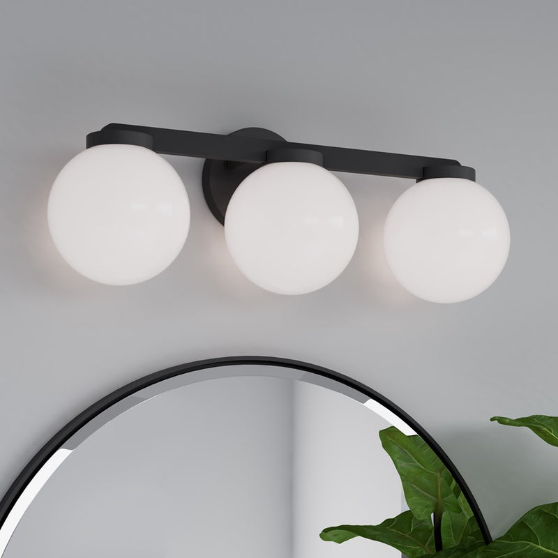 Millennium Ardeva 3Lt Bathroom Vanity Light, Black/Shiny Opal