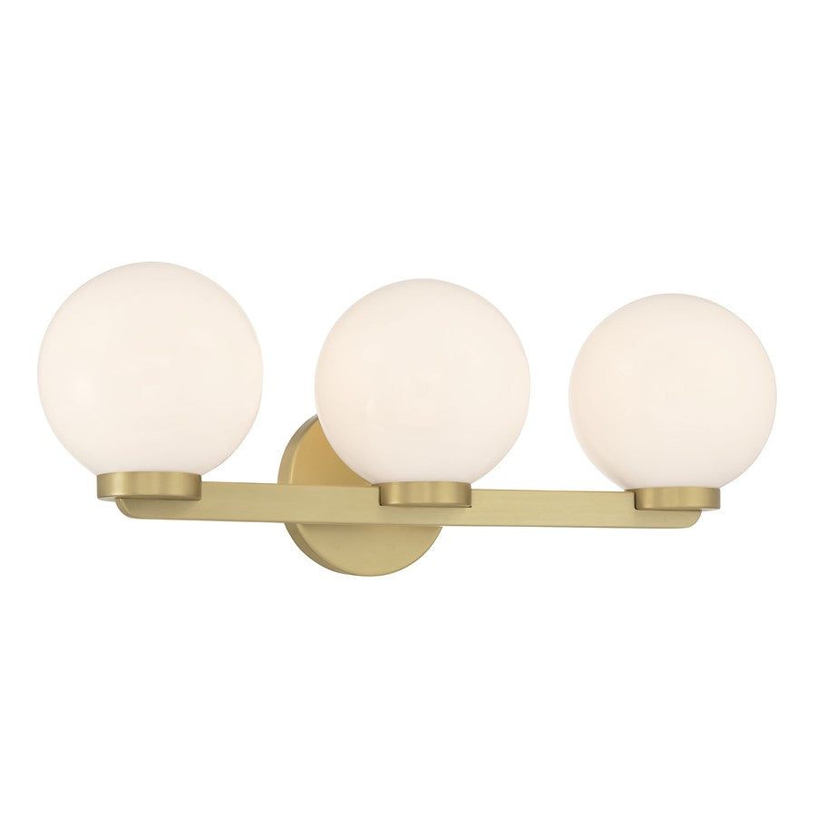 Millennium Ardeva 3Lt Bathroom Vanity Light, Brass/Shiny Opal - 97003-VB