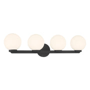 Millennium Ardeva 4Lt Bathroom Vanity Light, Black/Shiny Opal - 97004-MB
