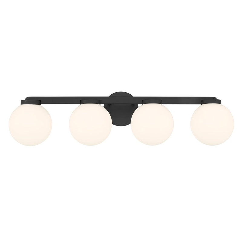 Millennium Ardeva 4Lt Bathroom Vanity Light, Black/Shiny Opal