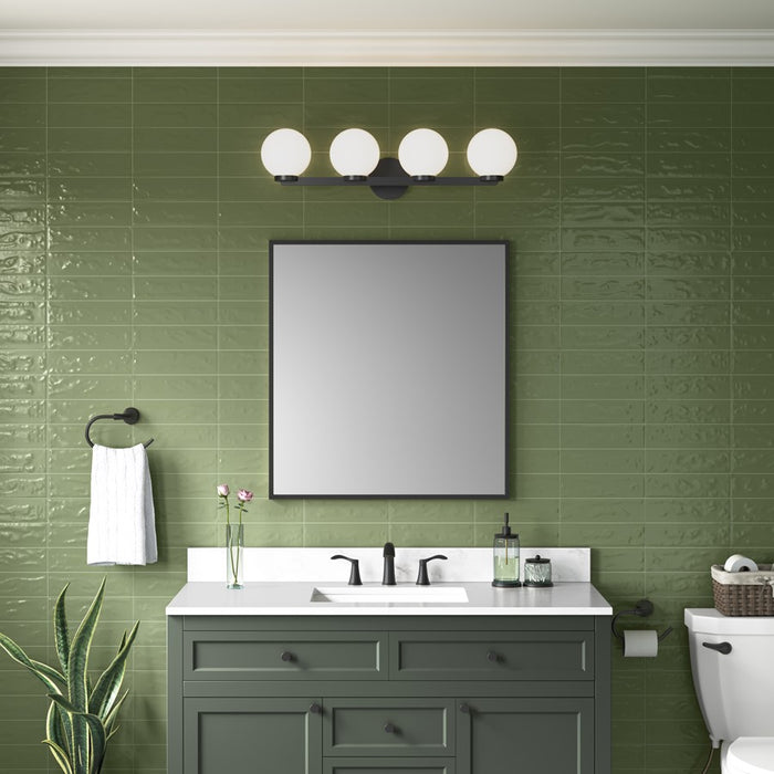 Millennium Ardeva 4Lt Bathroom Vanity Light, Black/Shiny Opal