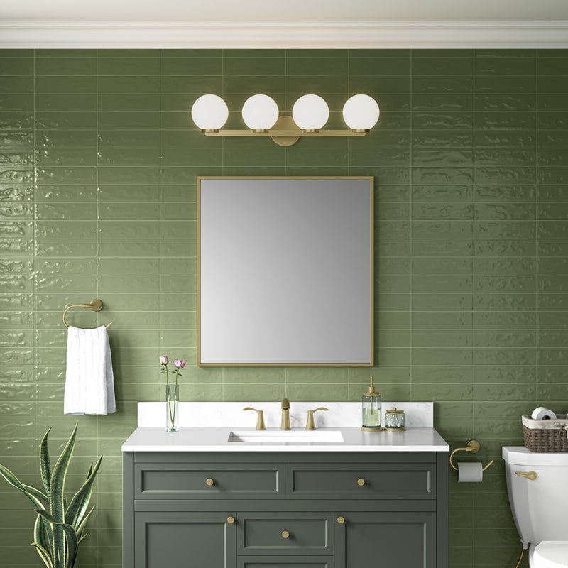 Millennium Ardeva 4Lt Bathroom Vanity Light, Brass/Shiny Opal