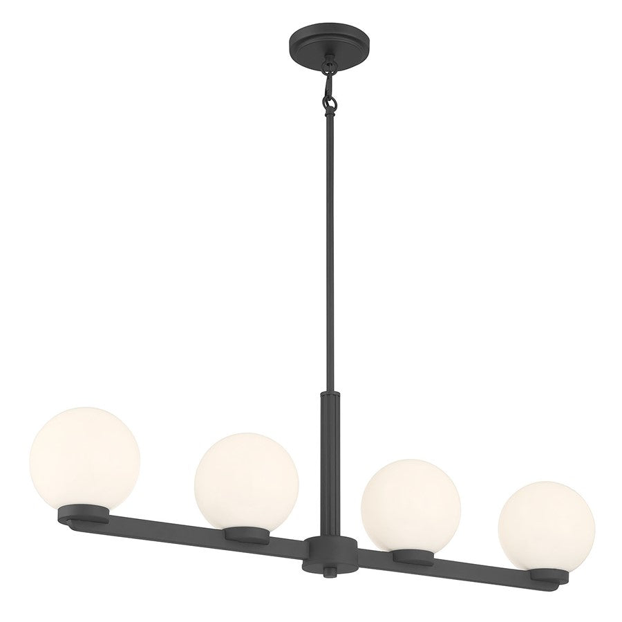 Millennium Lighting Ardeva 4Lt Chandelier, Black/Shiny Opal - 97104-MB